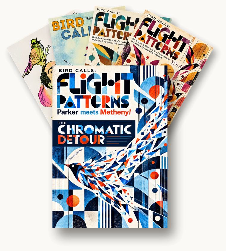 BIRD CALLS (Flight Patterns) The Chromatic Detour, with the four other BIRD CALLS books fanned out behind it