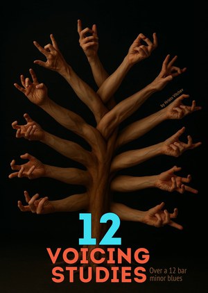 12 Voicing Studies (Over a 12 Bar “minor” Blues) + backing track — book cover