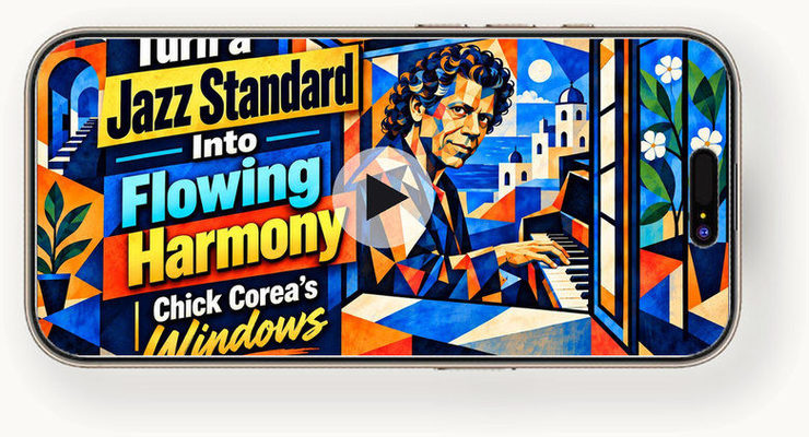 Watch the Etude 1 masterclass preview: Turn a Jazz Standard Into Flowing Harmony — Chick Corea's Windows